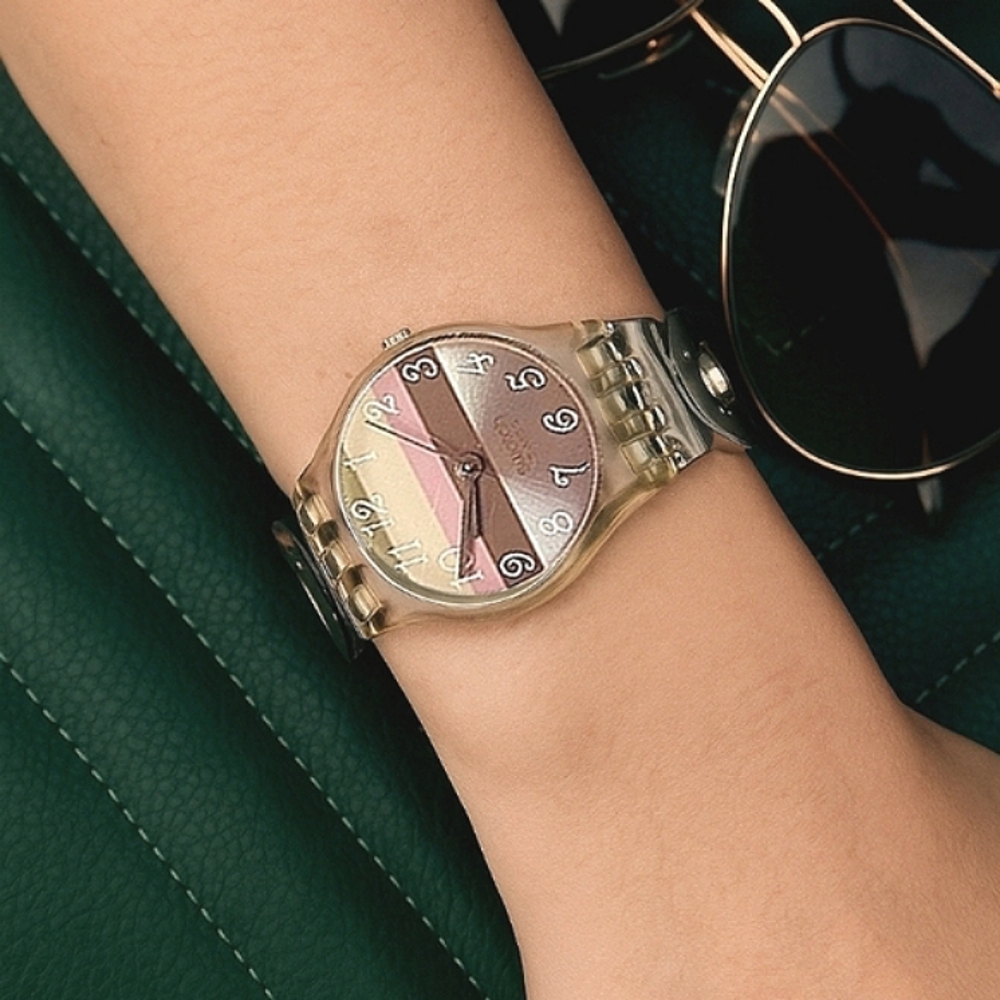 SWATCH SWISS🐓Vintage Lady Metallic Dune Watch with Stainless Steel Strap